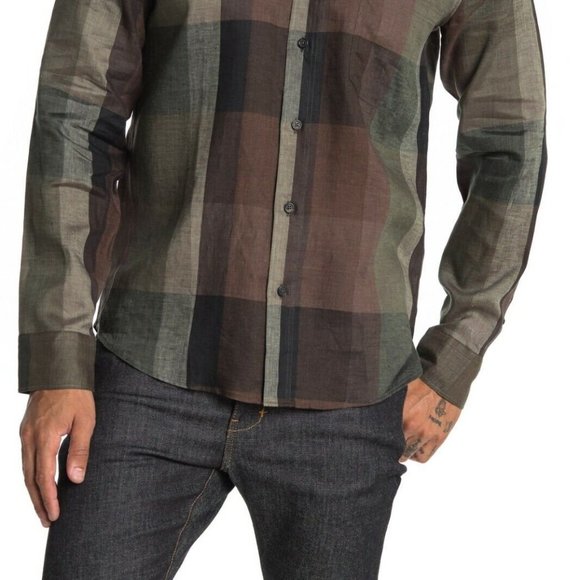 Billy Reid LARGE Tuscumbia Plaid Linen Shirt.Button down.Patch pockets . - Picture 2 of 4